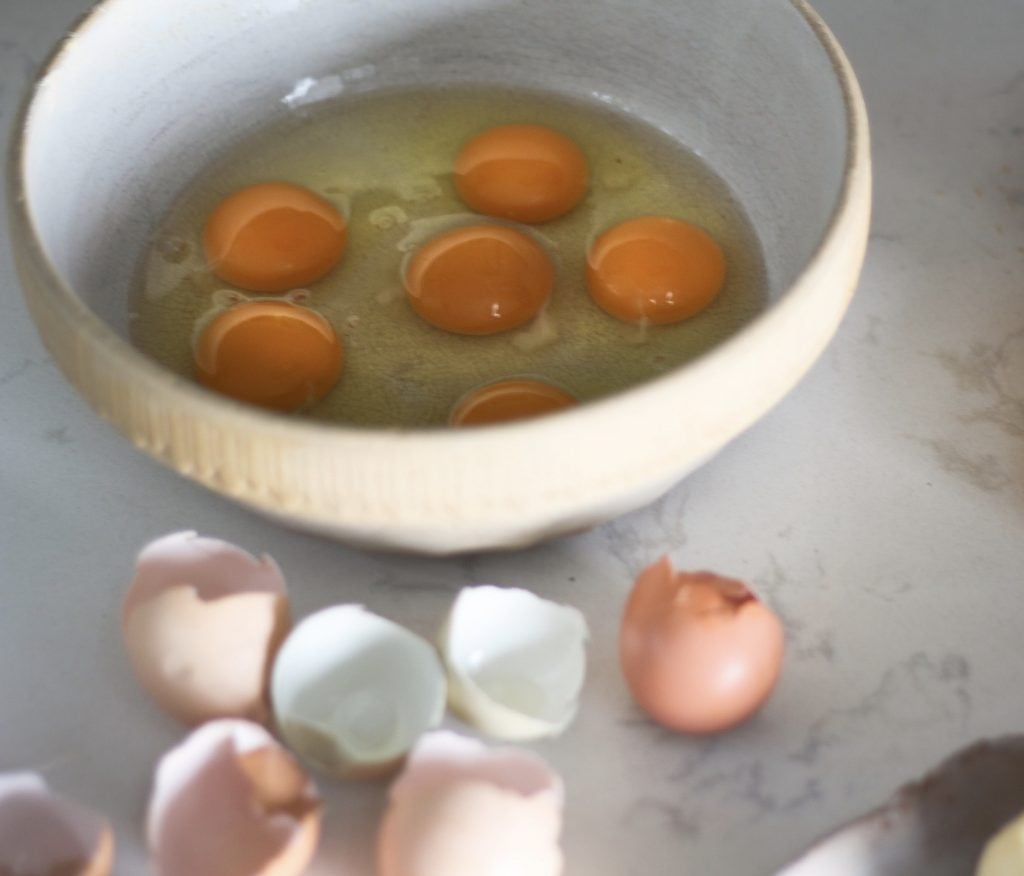 free range eggs with orange yolks