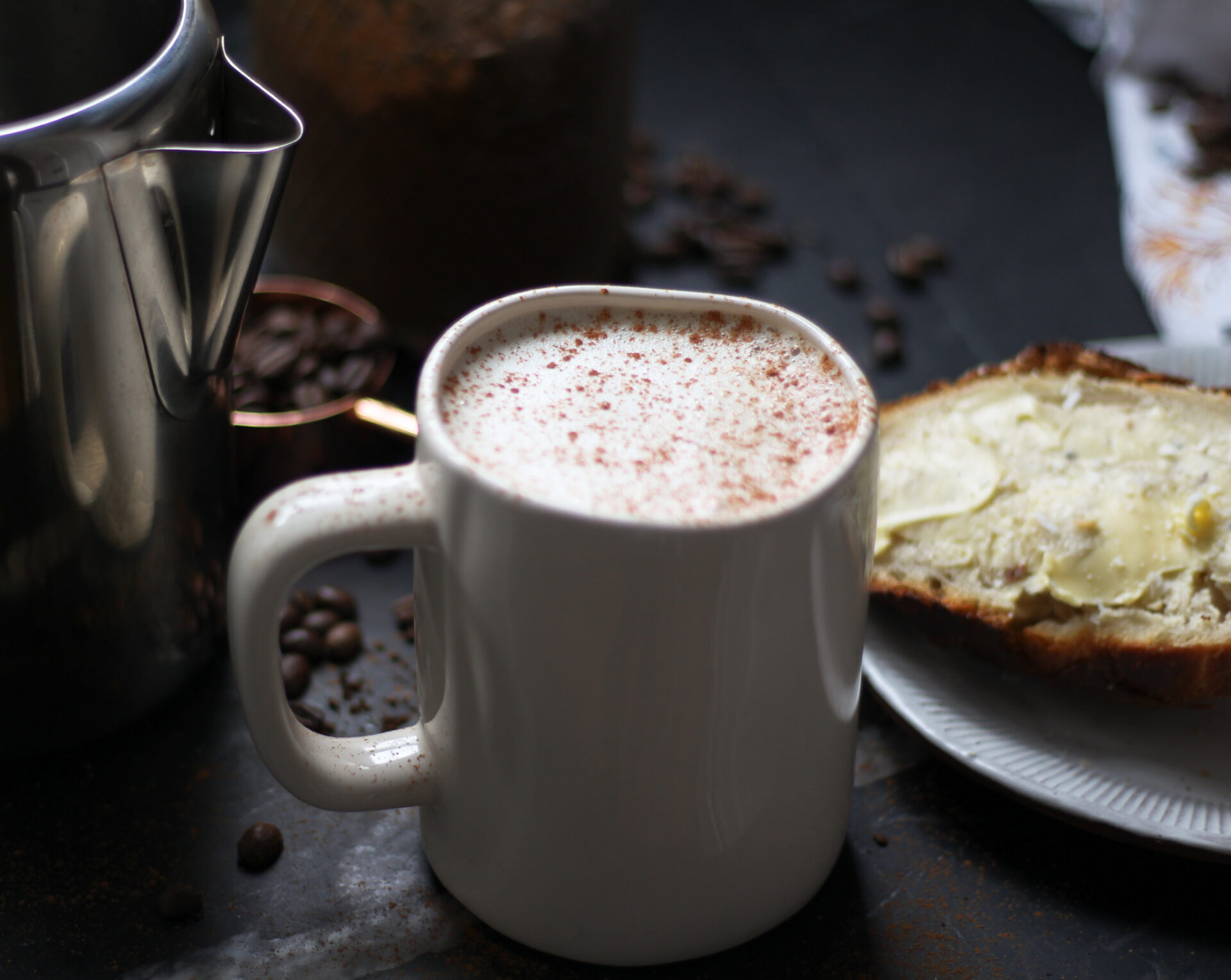 fresh coffee and bread
