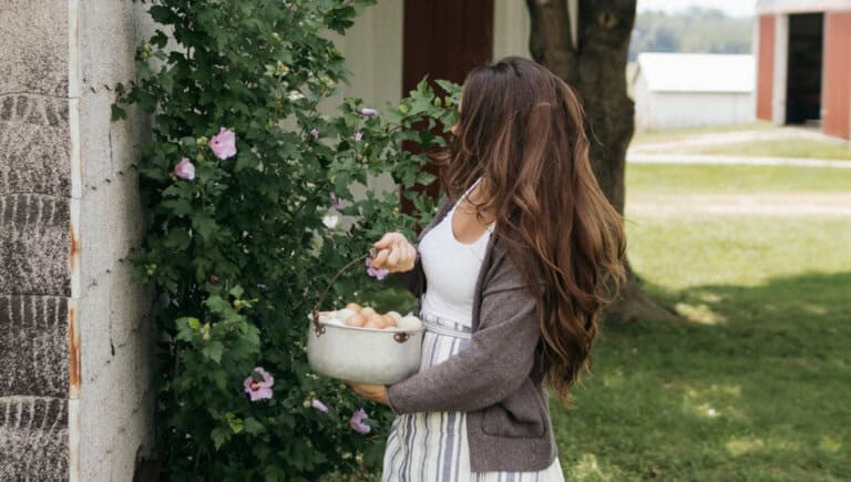 woman with long layered hair