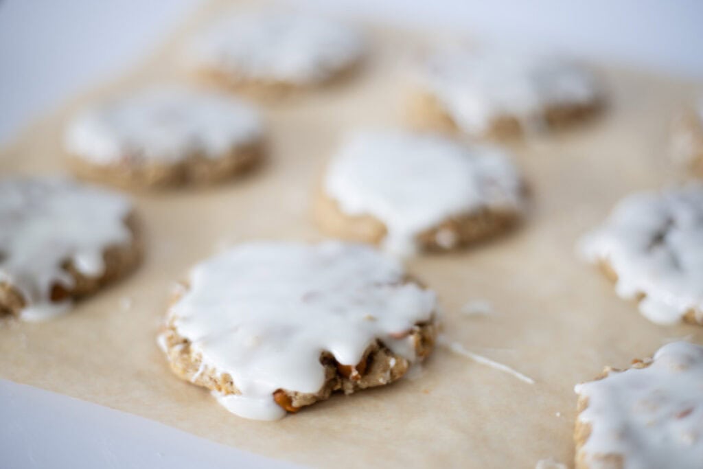 iced sourdough oatmeal cookies