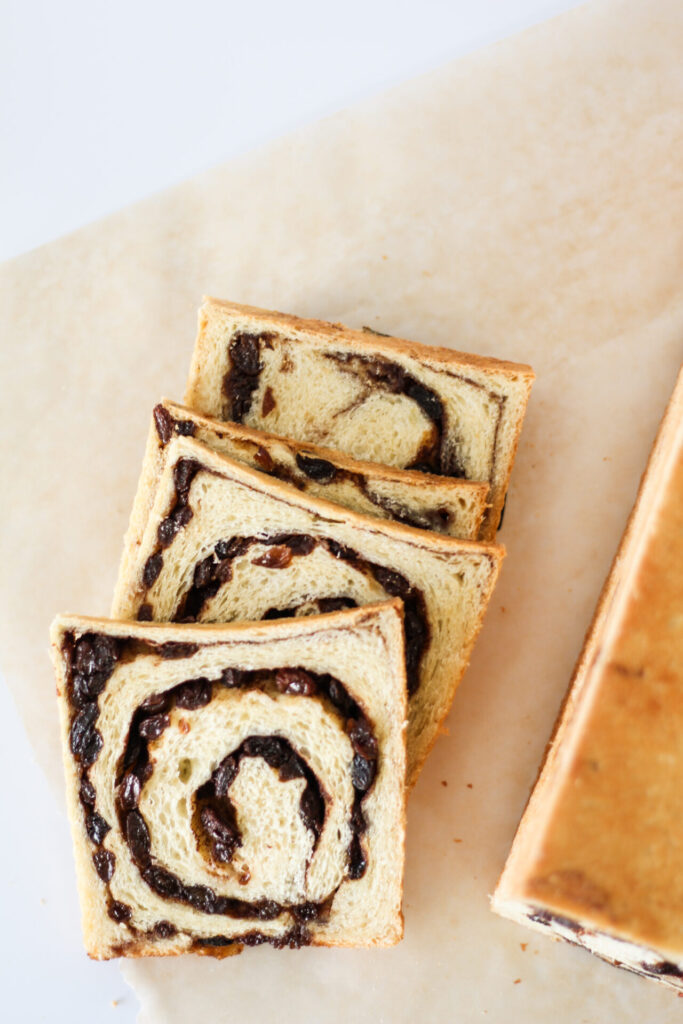 slices of cinnamon raisin swirl bread