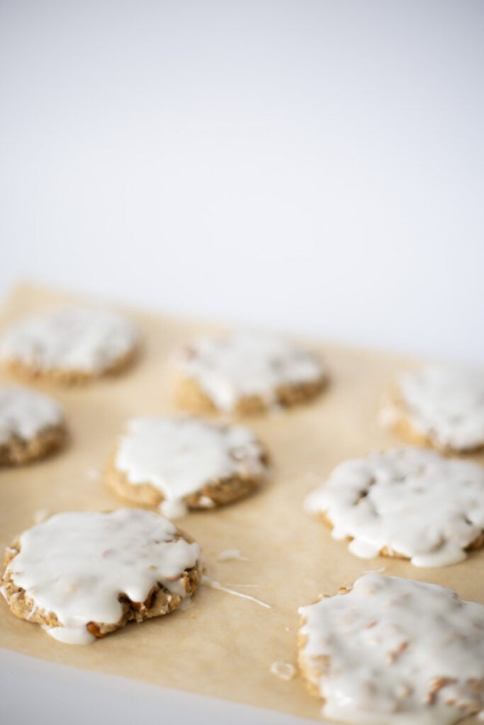 iced sourdough discard oatmeal cookies