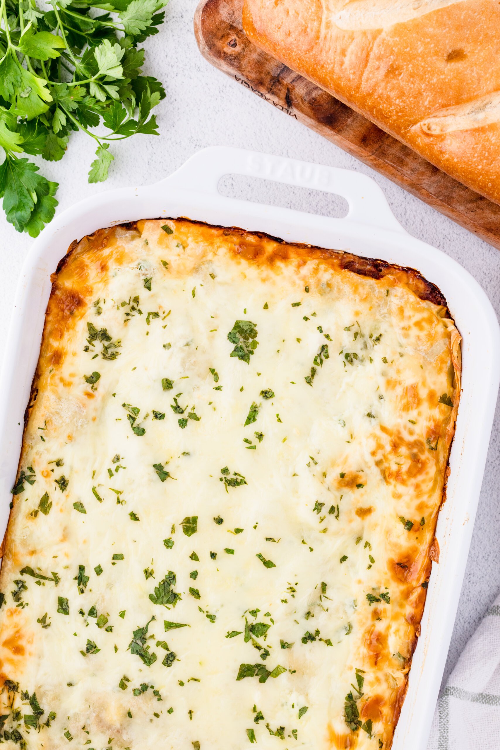 pan of sourdough lasagna
