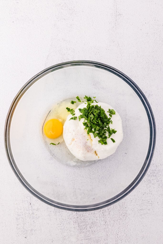 egg, parsley and ricotta cheese
