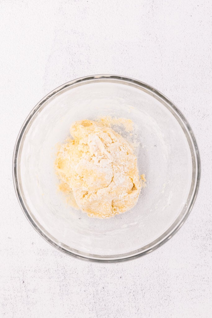 mixed egg with flour to make dough