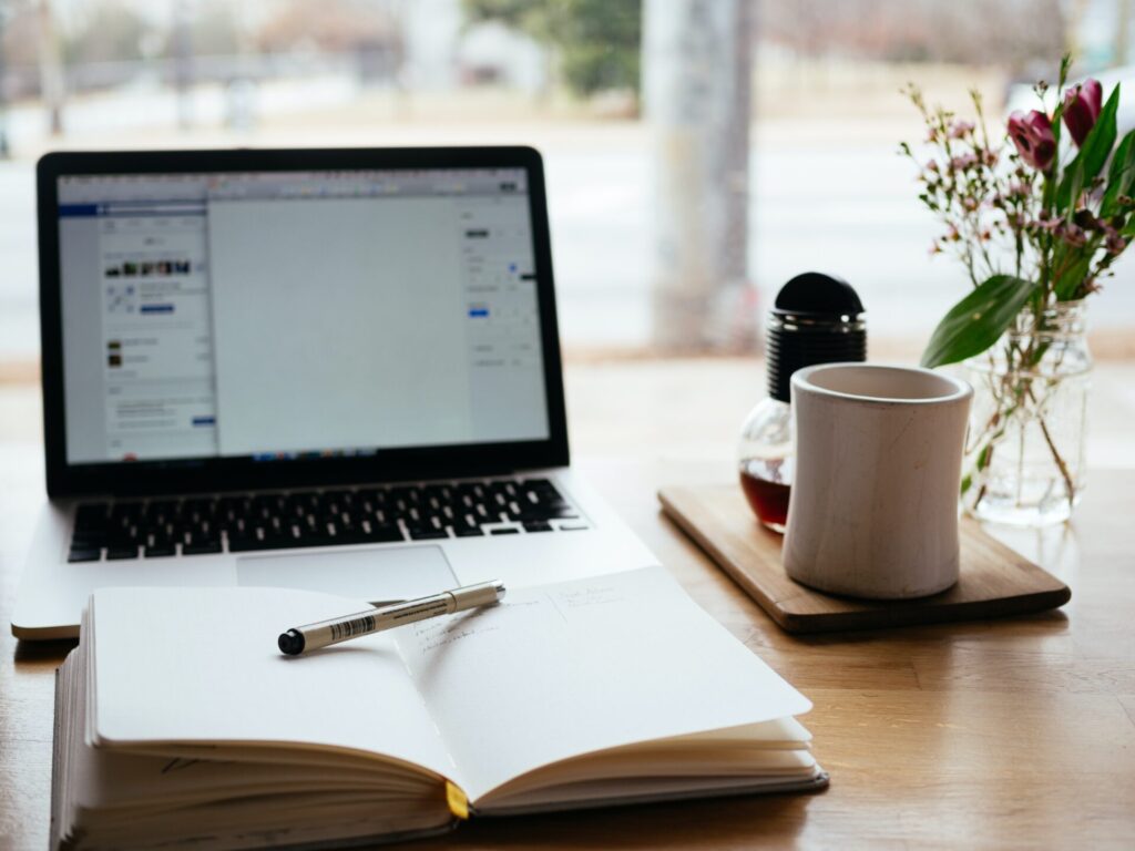 open laptop and notebook