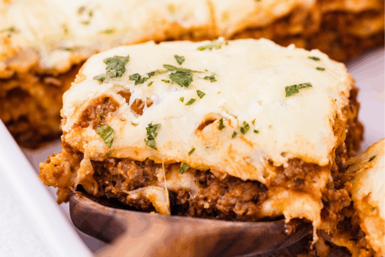 slice of sourdough lasagna