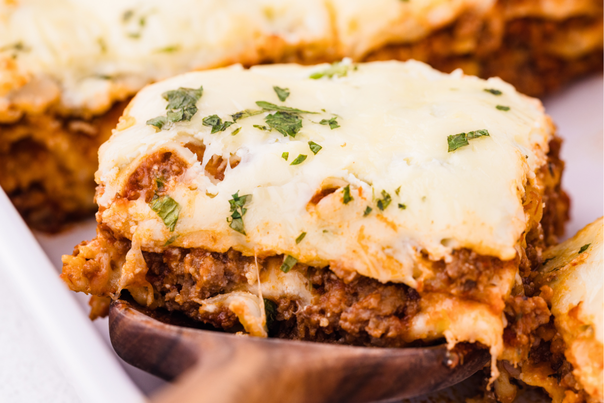 slice of sourdough lasagna