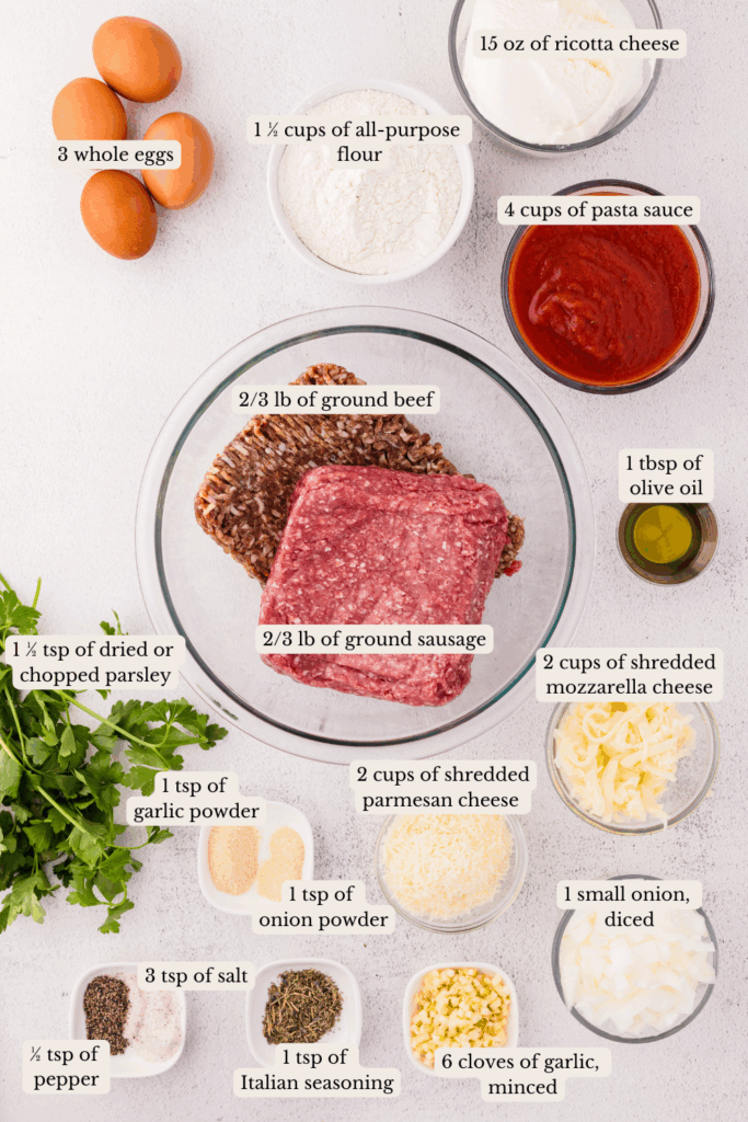 ingredients for making lasagna