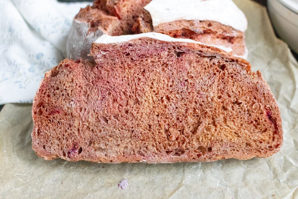 pink artisan bread slice