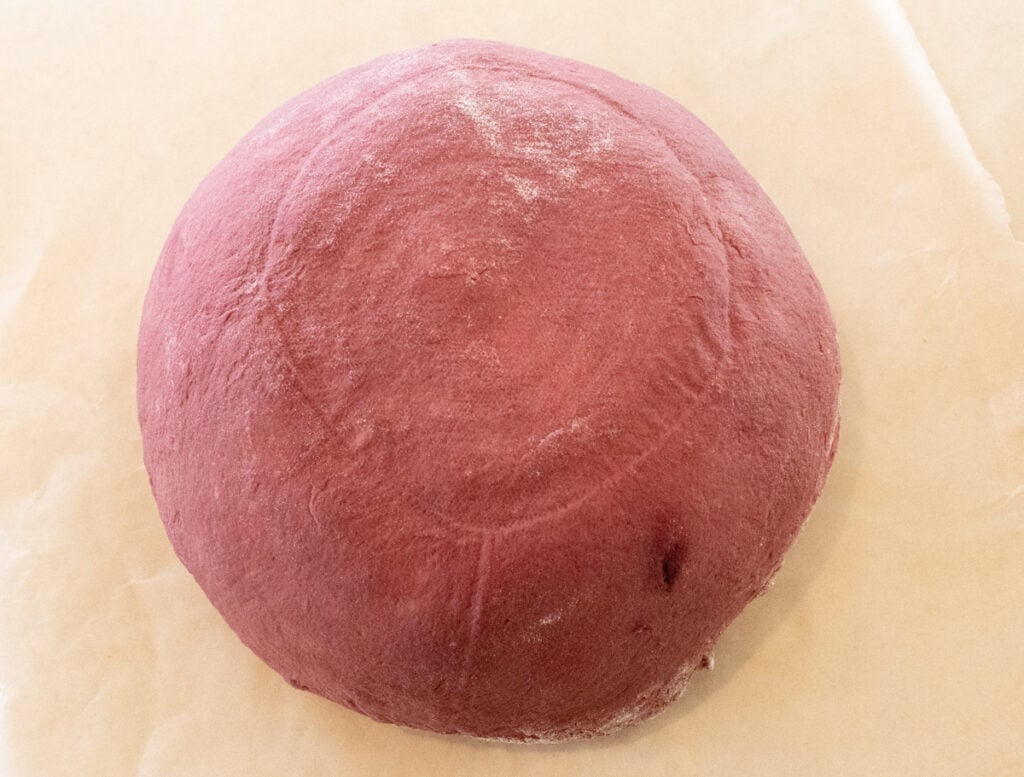 pink sourdough bread dough