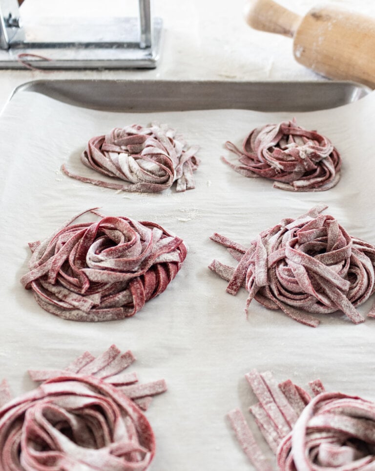pink beetroot pasta