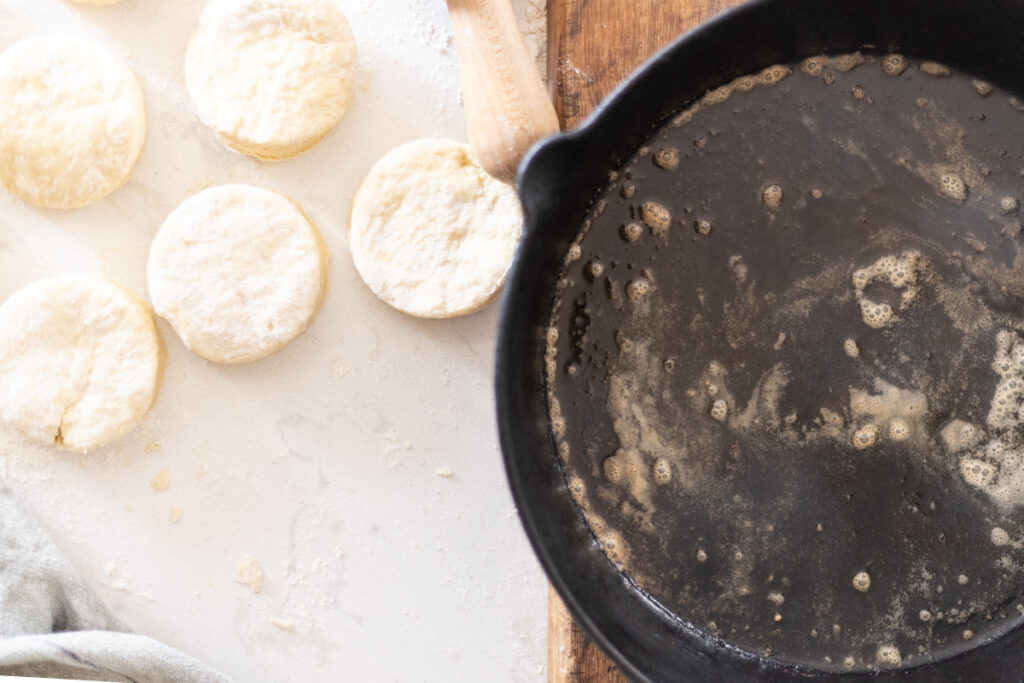 brown butter cast iron skillet biscuit dough