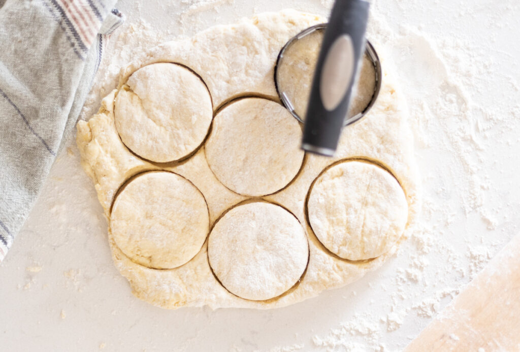 cutting biscuit dough