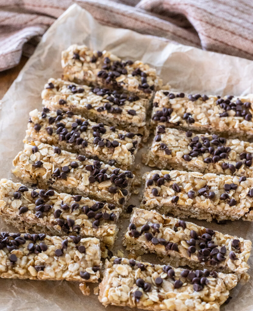 sourdough granola bars on parchment paper