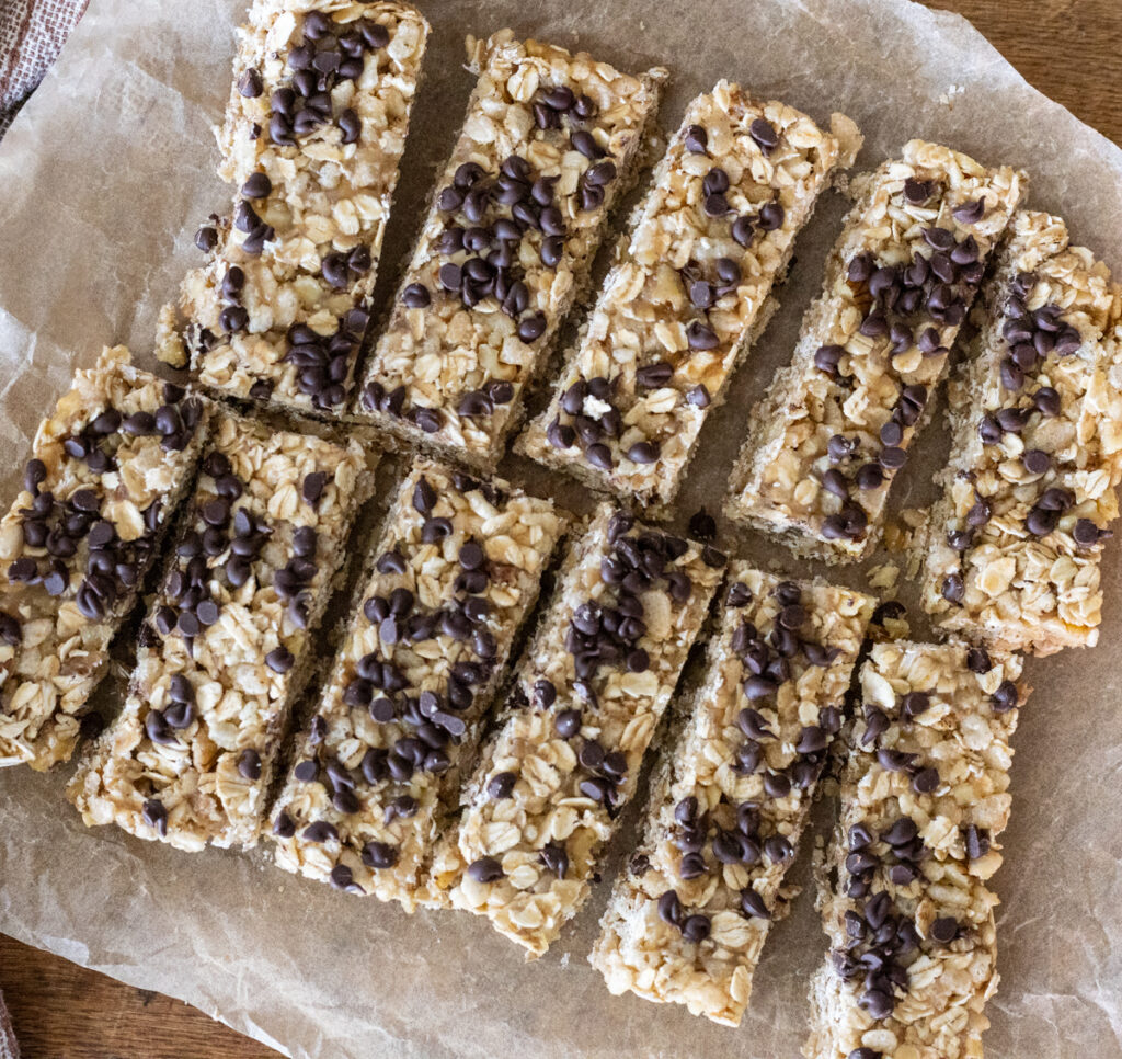 sourdough granola bars on parchment