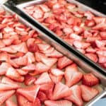 strawberries lines on freeze-drier trays