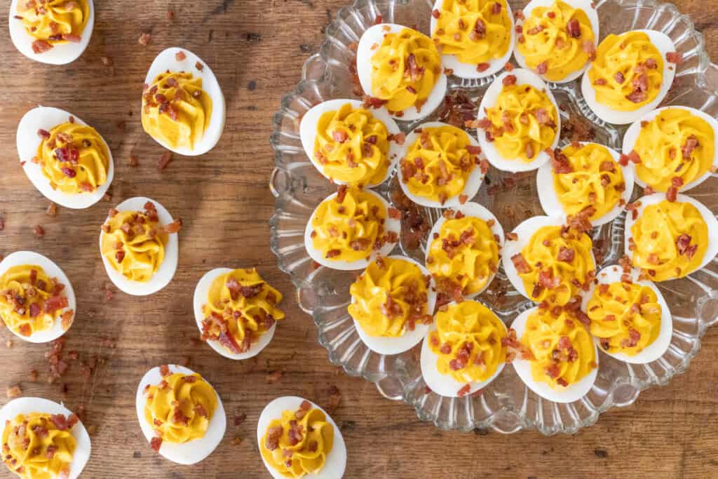 spicy deviled eggs with bacon