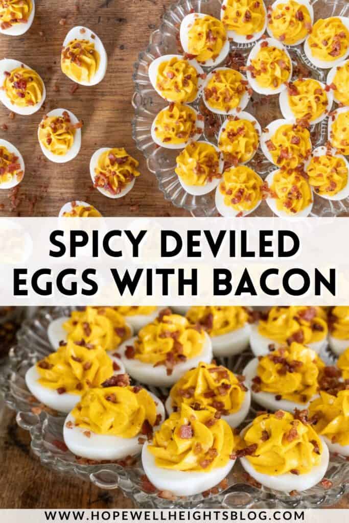 spicy deviled eggs on a platter