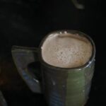 clay mug with bone broth hot chocolate.
