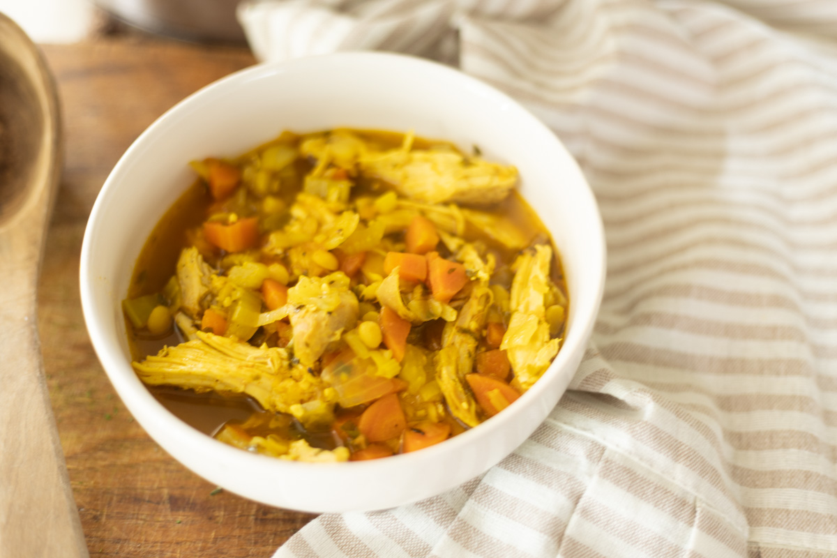 bowl of chicken gut healing soup