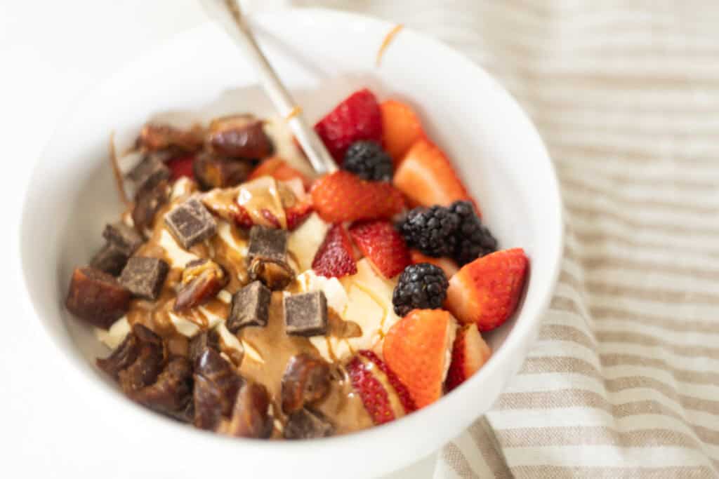 yogurt with berries and chocolate chips