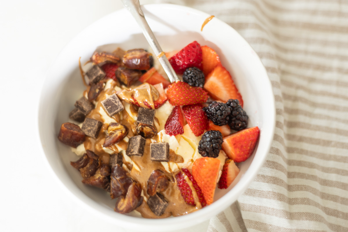 bowl of homemade yogurt with toppings