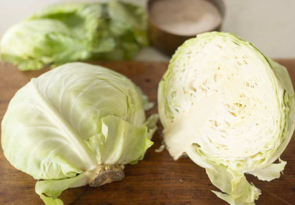 cabbage cut in half