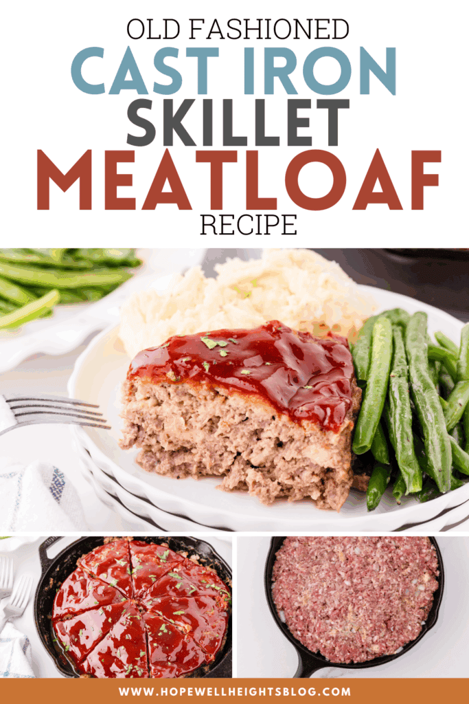cast iron skillet meatloaf pinterest image