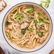 chicken bacon ranch pasta in a bowl