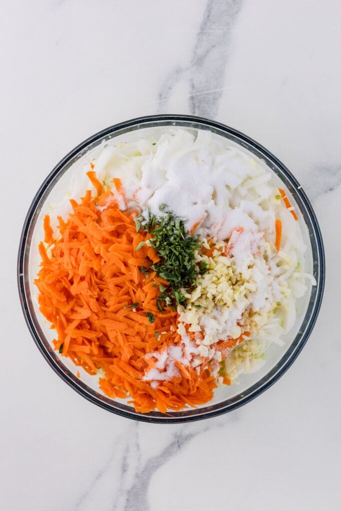 mixed minced ingredients in a bowl