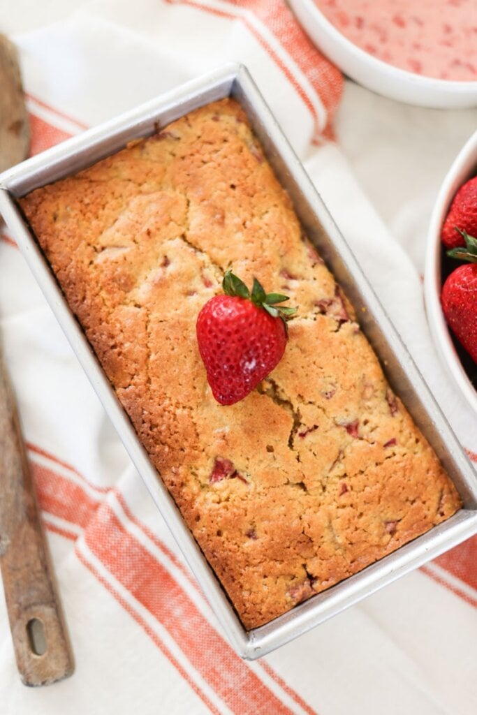 bread loaf with strawberry on top