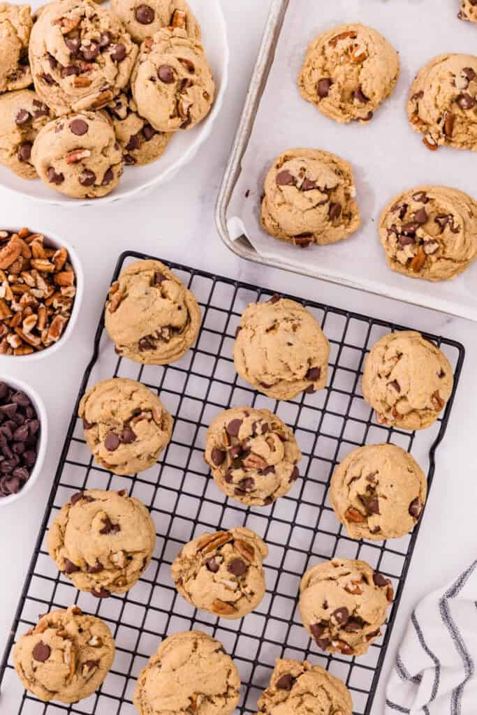sourdough pumpkin cookies cooling on wire rack