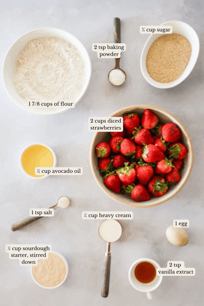 sourdough strawberry bread ingredients