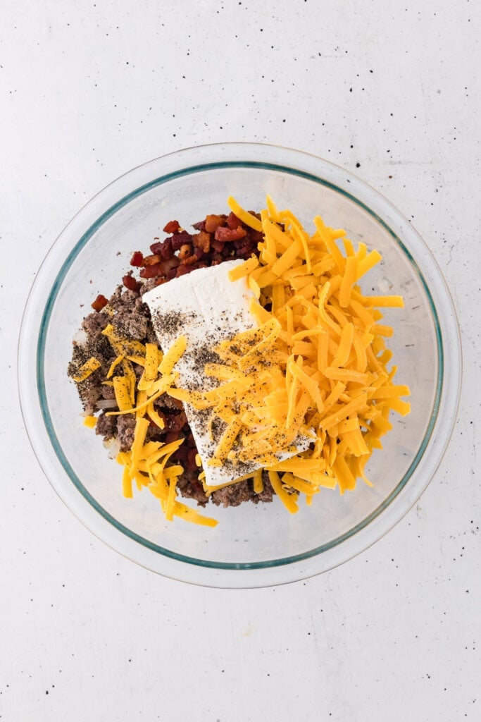 adding the other ingredients with meat