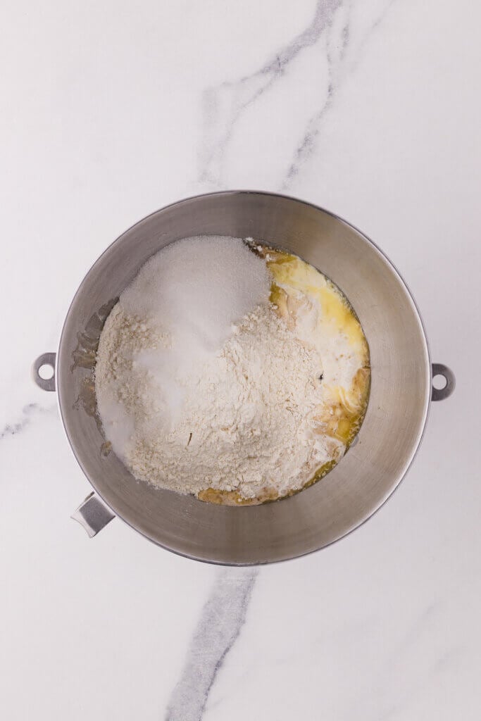 all ingredients in a stand mixer