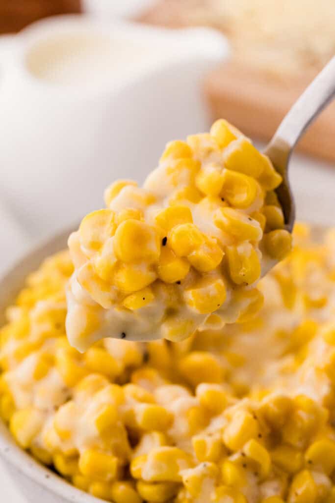 spoonful of cream corn from scratch.