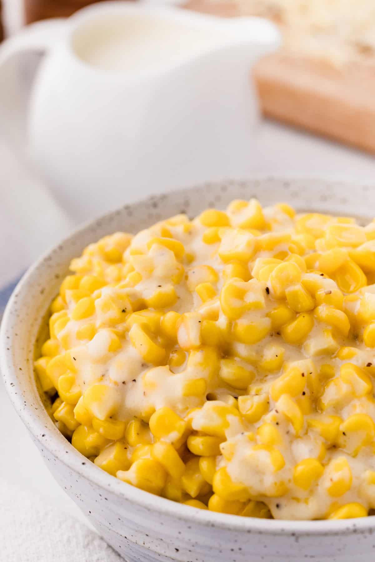 creamed corn in a bowl