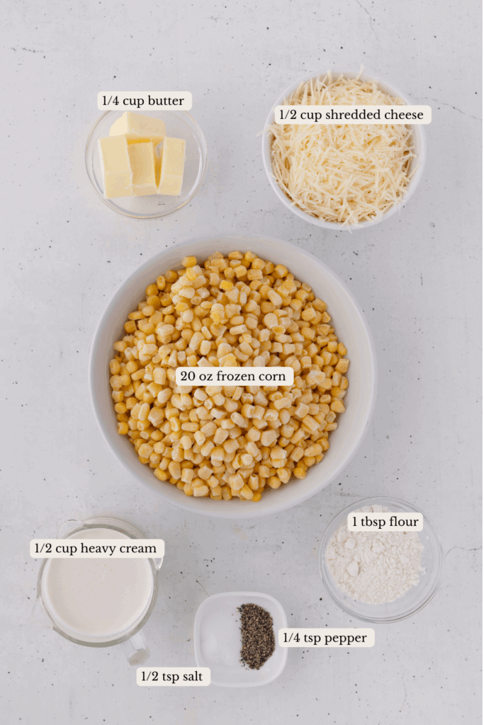 ingredients for making creamed corn