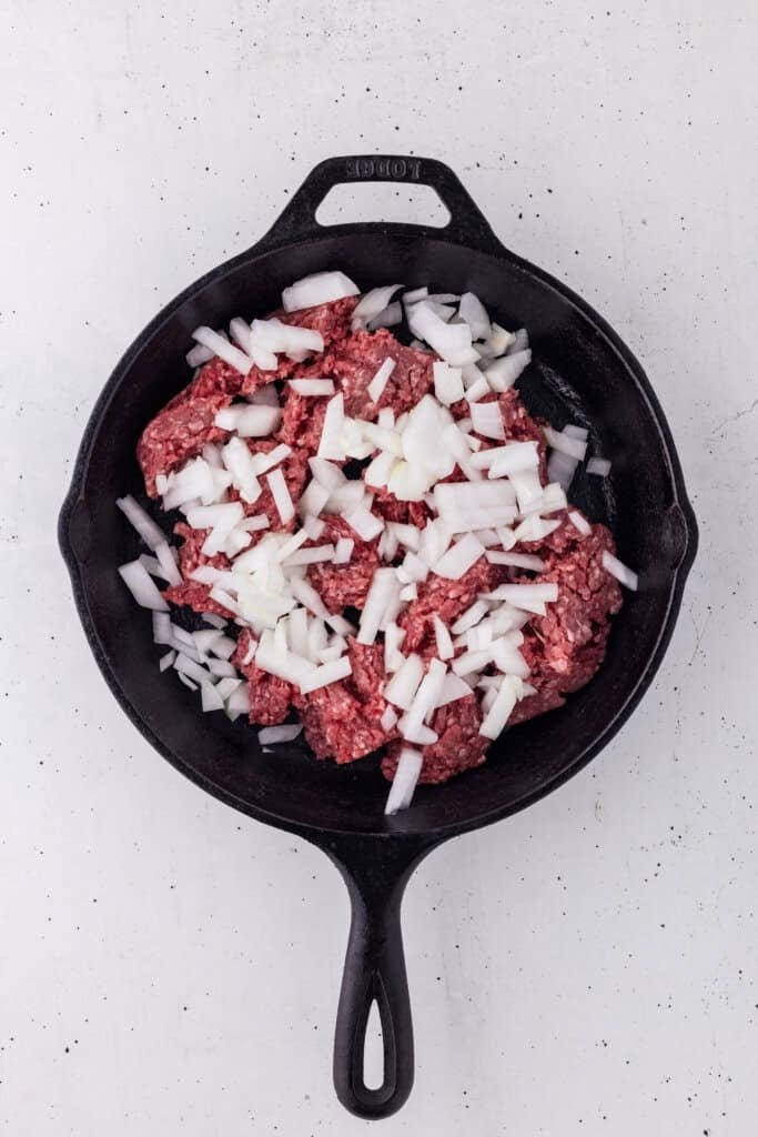 cooking ground beef with onion