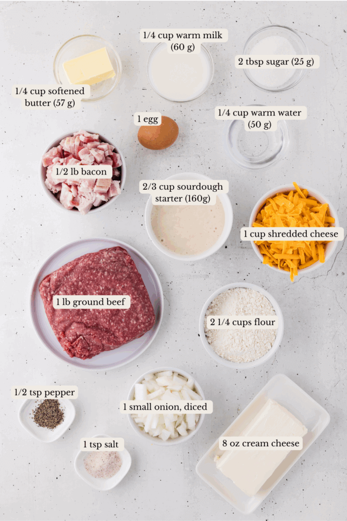 ingredients for making sourdough kolaches