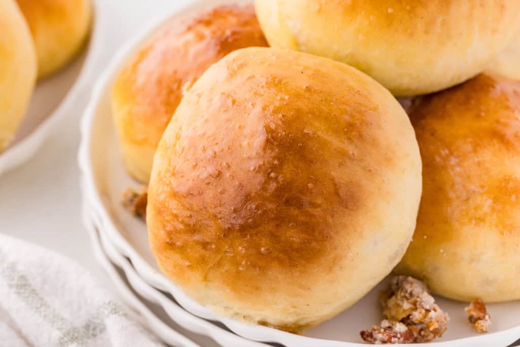 stacked sourdough kolaches on a plate