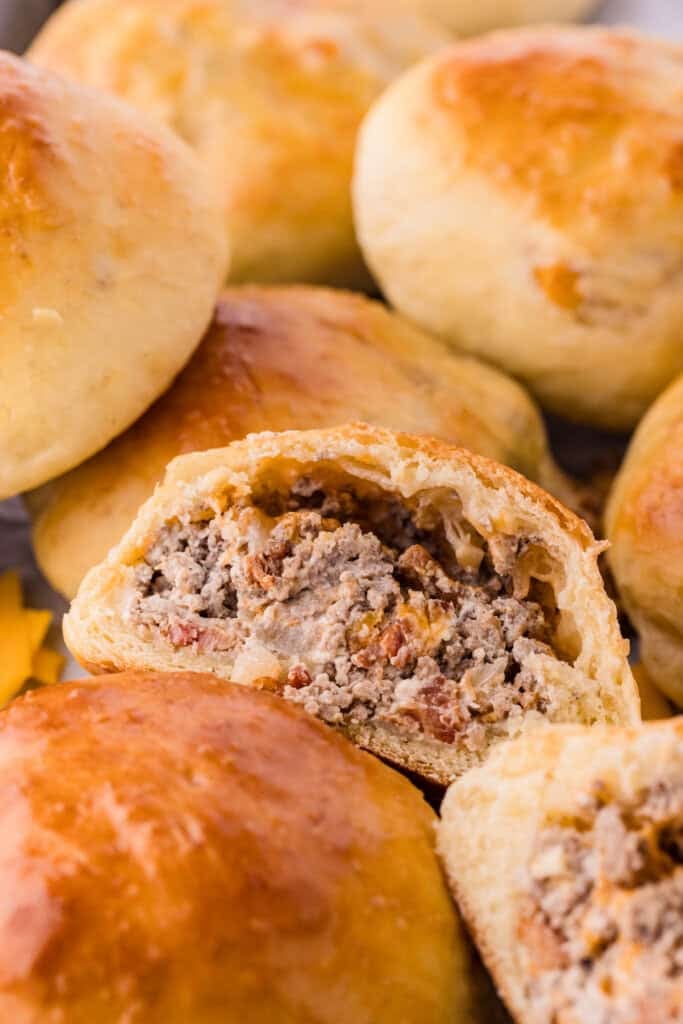 sourdough kolaches with cheeseburger filling