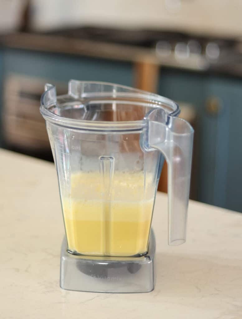 egg wrap ingredients blended up in blender ready to cook.